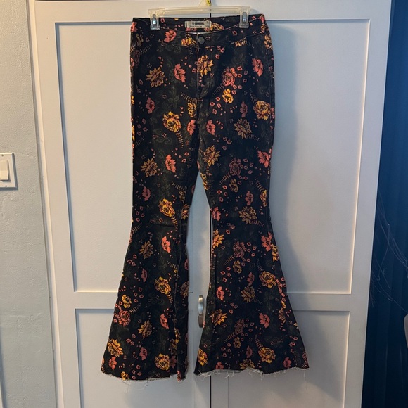rock n roll denim Pants - Floral Country Bell Bottoms